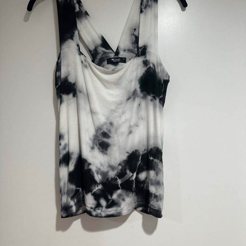 Michael Lauren Marco Tie-Dye Sleeveless Top - Black/White Size Med Worn Once - Picture 2 of 9
